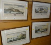 A set of four coloured Samuel & Nathaniel Buck prints entitled 'The South View of Carmarthen