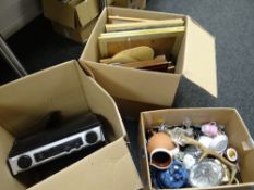 Large quantity of framed pictures & box of ornaments ETC Condition Report: please request via email.