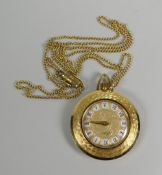 A 14k hallmarked yellow gold encased Lindex necklace watch (purchasers to check that all content