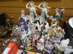A collection of modern ornamental figures & a box of mixed items Condition Report: please request
