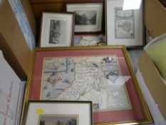 Two reproduction Welsh antiquarian maps & a parcel of topographical prints (being sold on behalf