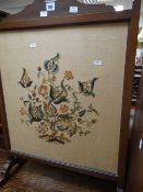 A vintage folding dressing-mirror together with a vintage tapestry fire-screen Condition Report: