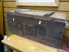 A vintage provisions-box with painted 'Bisto' logo Condition Report: please request via email.
