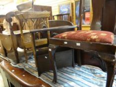 A parcel of mixed furniture including vintage commode, bamboo effect tray table, chair & mannequin
