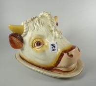 A nineteenth century Staffordshire bull's head cheese dish Condition Report: please request via