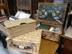 Two sundry baskets & a picnic hamper