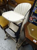 A mid-century Mamot high-chair with padded leather back & painted metallic frame Condition Report: