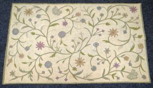 A Kashmiri woollen chain hand stitched rug, 150 x 89cms
