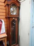 A reproduction rolling-moon, weight driven pendulum grandmother clock, 206cms high. Condition