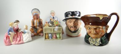 Parcel of Royal Doulton comprising two character jugs, a Royal Doulton figure 'The Chief -