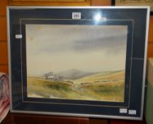 DAVID BELLAMY framed watercolour of a remote derelict cottage, entitled 'Cwm Silyn' Condition