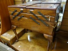 A concertina sewing box & contents, an overmantel mirror, copper Islamic-style planter, planter