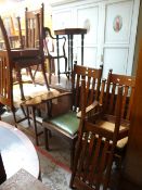 A set of 4+2 vintage oak dining chairs with drop-in seats Condition Report: please request via