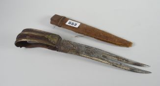 An Indian Bichuwa dagger with loop handle & scabbard Condition Report: please request via email.