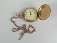 A full-hunter pocket watch, the back plate marked 14k (other plates not marked), inscribed '
