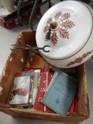 Florally decorated shade, scales & assorted booklets including the Battle of Britain