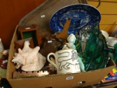 A large parcel of interesting collectables including brass fireside dog, cherub ornaments &