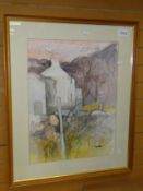 ROY OSTLE mixed media entitled verso 'Aber Cottages', probably North Wales, 63 x 48cms