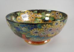 A Maling lustre 'Daisy' footed fruit bowl (chipped) Condition Report: please request via email.