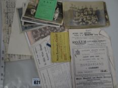 A superb parcel of early twentieth century Welsh rugby ephemera comprising a 1907 official programme