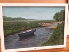GRAHAM CLARKE painting - estuary with boats (being sold on behalf of Shelter Cymru) Condition