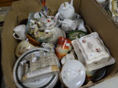 A box of mixed china & pottery Condition Report: please request via email. Condition reports not