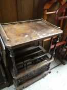 An antique marquetry rosewood Canterbury-table with brass gallery top & fretwork base with single