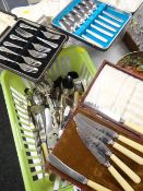 A quantity of loose & cased assorted cutlery Condition Report: please request via email. Condition