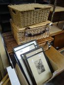 Small quantity of assorted mainly monochrome engravings together with Paris street scene