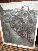 Welsh oils on canvas of valley town, indistinctly signed LISA HEEL, framed with no. 8 to reverse