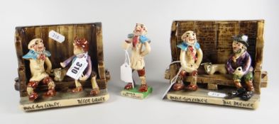 A Widdecombe pottery model of Uncle Tom Cobley & Bill Bruer seated on the bench & signed by Will