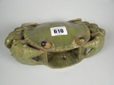 A Chinese pottery green glazed crab ornament Condition Report: please request via email. Condition