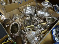 A quantity of mixed EPNS including tea service & cutlery Condition Report: please request via email.