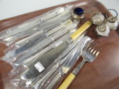 A parcel of modern silver handled knives by William Turner, a silver & bone-handled fish-slice &