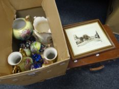 A wooden case, a box of pottery ETC Condition Report: please request via email. Condition reports