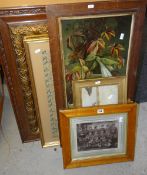 A old black & white regimental photograph (framed) & sundry prints & pictures Condition Report: