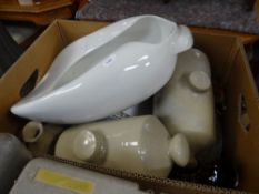 A box of pottery & china Condition Report: please request via email. Condition reports not stated
