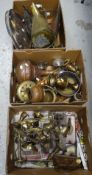 Three boxes of mixed metalware ETC Condition Report: please request via email. Condition reports not