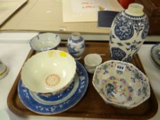 A parcel of Oriental & other ceramics including baluster vase, small baluster vase, Imari fluted