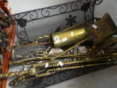 Parcel of brass fireside items ETC Condition Report: please request via email. Condition reports not