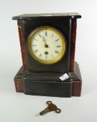 An antique slate & marble mantel clock Condition Report: please request via email. Condition reports