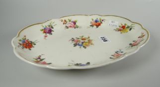 A duck egg porcelain lobed oval dish inscribed to label verso 'Nantgarw' but unmarked Condition