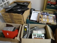 A Minic electric motor-racing set (or part) including cars, buildings & track together with a