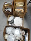 Two boxes of framed pictures, a quantity of modern furnishing prints & a quantity of mixed modern