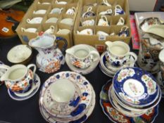 A trio of vintage Staffordshire jugs & a large quantity of mixed Gaudy Welsh tableware including