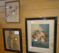 Three framed prints - 'The Cherub Choir', 'Popularity' & 'Further Children', framed & glazed