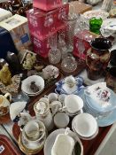 A quantity of glassware, china, sundry ornaments ETC Condition Report: please request via email.