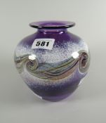 A mid to late twentieth century art glass bulbous vase with flared neck by Jonathan Harris of