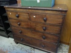 An antique chest of three long & two short drawers, 119wx56dx110h cms Condition Report: please