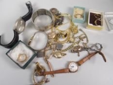 Two bags of mixed jewellery & watches including small gold content Condition Report: please